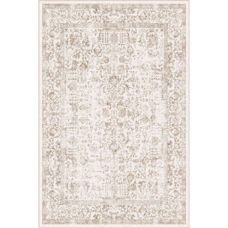 Photo 1 of BERTHMEER 9'x12' Large Area Rugs Washable Vintage Rugs for Living Room Farmhouse Dining Room Office Throw Rugs Non-slip, Brown