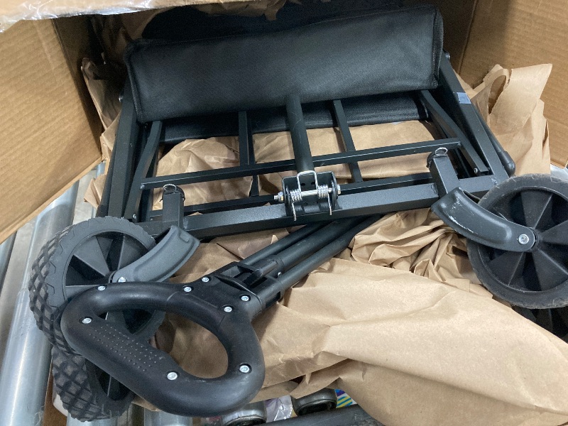 Photo 1 of **some scratches** GVDV Collapsible Wagon Cart, Portable Utility Wagon for Camping, Beach, Picnic, Shopping, Sports, and Grocery Transport, Black