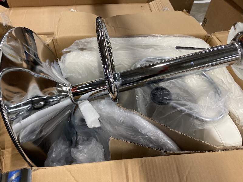 Photo 1 of **DAMAGE TO ONE BASE-SEE PIC***Homall Bar Stools Set of 2 Modern PU Leather Height Adjustable Hydraulic Kitchen Counter Square Island Swivel Barstool with Back, White