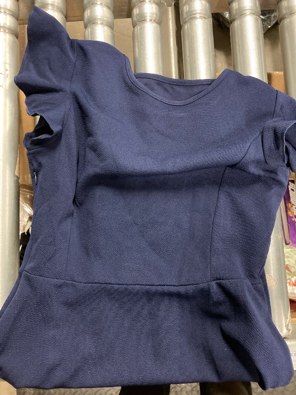 Photo 1 of HELYO Women's Petite Elegant Ruffle Hem Short Solid Flutter Sleeve Petite A-Line Club Cocktail Dress Summer Casual Party Dresses 619 (Navy Blue, M)