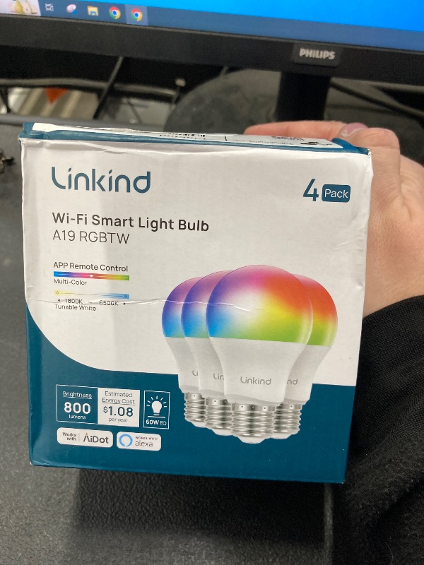 Photo 1 of *** pack of two*** Linkind Smart Light Bulbs, Smart Bulb That Work with Alexa & Google Home, LED Light Bulbs Color Changing, 104 Preset Scene, Music Sync, A19 E26 2.4GHz RGBTW WiFi Bluetooth Light Bulb 60W, 800LM, 