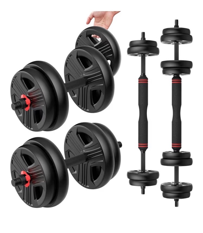 Photo 1 of 
Adjustable Dumbbells Set, 20/30/40/55/60/80lbs Free Weight Set with Connector, 2 or 3 in 1 Dumbbells Set Used as Barbell, Kettlebells, Fitness Exercises for Home Gym Suitable Men/Women