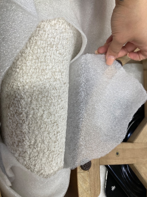 Photo 1 of ***(DAMAGE, ROUND WOODEN BASE BROKEN, SELLING ITEM AS IS, PARTS ONLY)*** KISLOT Swivel Accent Chair Round Barrel Armchair Upholstered Performance Fabric for Living Room Bedroom Waitingroom, Box,Cream