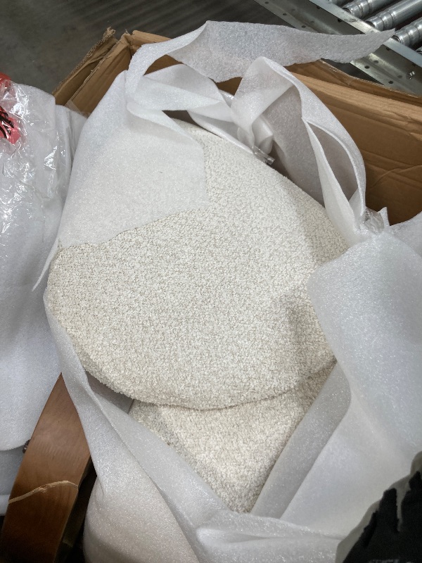 Photo 1 of ***(DAMAGE, ROUND WOODEN BASE BROKEN, SELLING ITEM AS IS, PARTS ONLY)*** KISLOT Swivel Accent Chair Round Barrel Armchair Upholstered Performance Fabric for Living Room Bedroom Waitingroom, Box,Cream