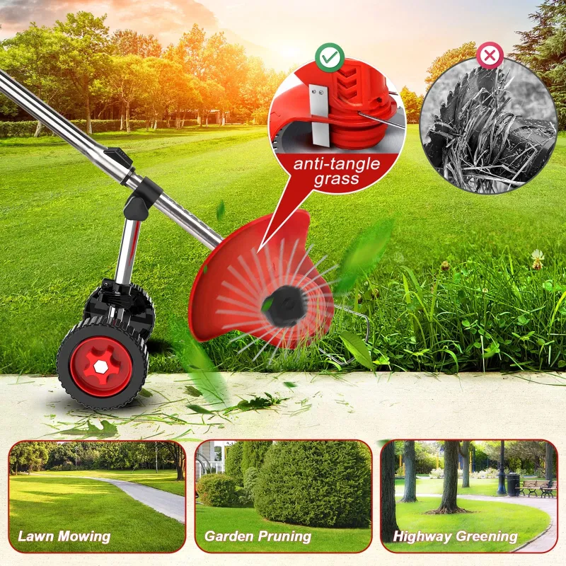 Photo 1 of      ONLY PARTS Cordless Weed Eaters Electric Grass Trimmer & Edger, Tanbaby 6 inch 3-in-1 Weed Wacker Kit with Upgraded Wheels
