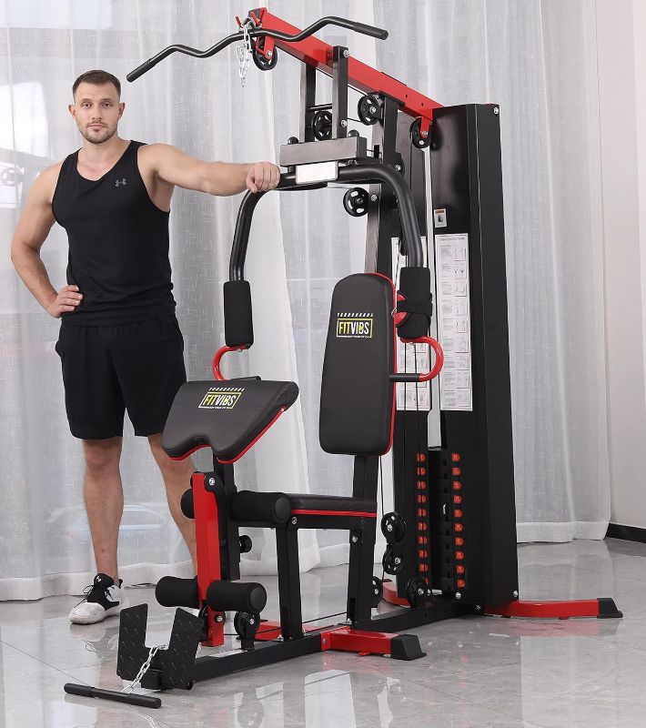 Photo 1 of ***Box 1/2***
Multifunctional Home Gym System Workout Station with Leg Extension and Preacher Curl, 122.5LB Weight Stack, Multiple Options, Multiple Packages
