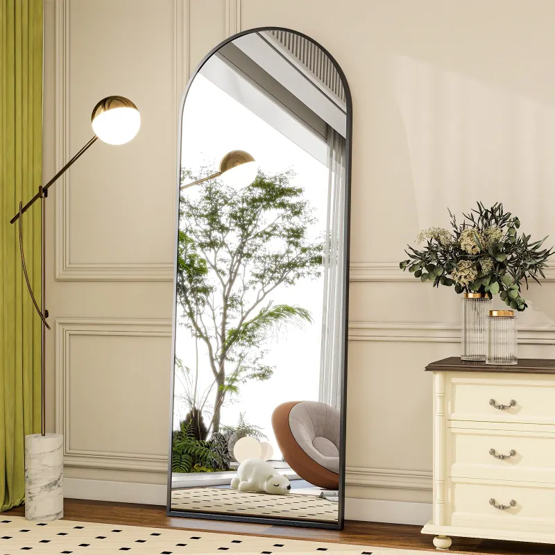 Photo 1 of  Full Length Mirror Arched Standing Floor Mirror Full Body Mirror, Black