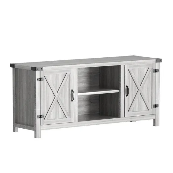 Photo 1 of  TV Stand for 65 Inch TVs, Gray Wash Wood Entertainment Center with Storage Cabinet & Cable Management