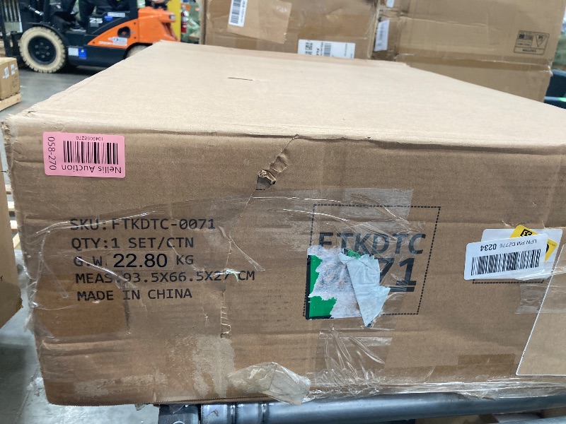 Photo 1 of DWVO Modern Dining Table for 4 People 47 Inch Rectangular Kitchen Table with Walnut Tabletop and White Geometric Legs Small Dinner Table Kitchen & Dining Room Furniture Brown