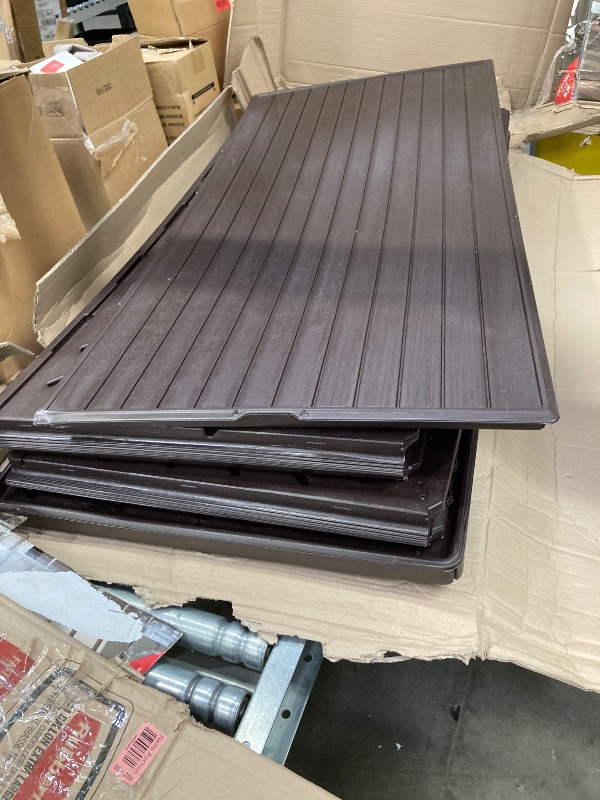 Photo 1 of ***(PARTS ONLY - SELLING AS IS )***
Rubbermaid Extra Large Resin Outdoor Storage Deck Box (134 Gal), Weather Resistant, Brown, Deck Organization for Home/Backyard/Pool Chemicals/Toys/Garden Tools/Porch/Patio Cushions**USED***(SOME SCUFFS/SCRATCHES, DENTS