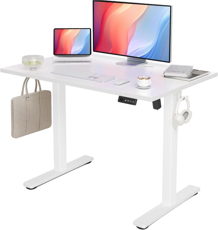 Photo 1 of **MISSING PARTS**CONCETTA Electric Standing Desk, 48''x24'' Height Adjustable Desk, Home Office Desk with Electric Lift, Sit Stand Desk Workstation for Home Office, White

