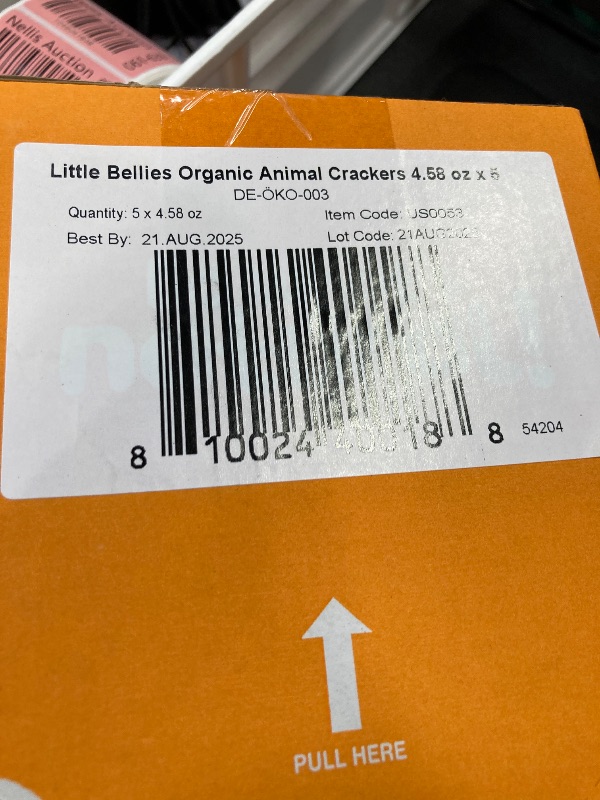 Photo 1 of ** 21/AUG/*2025**Little Bellies Organic Animal Crackers Toddler Snack (Pack of 5 x 4.58 oz Individual Packs)