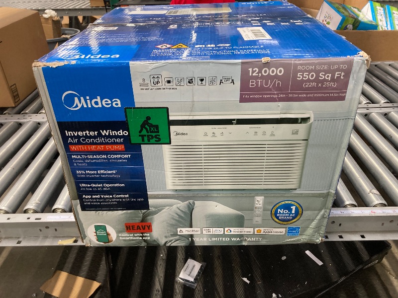 Photo 1 of Midea 12,000 BTU Smart Inverter Air Conditioner Window Unit with Heat and Dehumidifier – Cools up to 550 Sq. Ft., Energy Star Rated, Quiet Operation, Electronic Controls, Remote Control, White