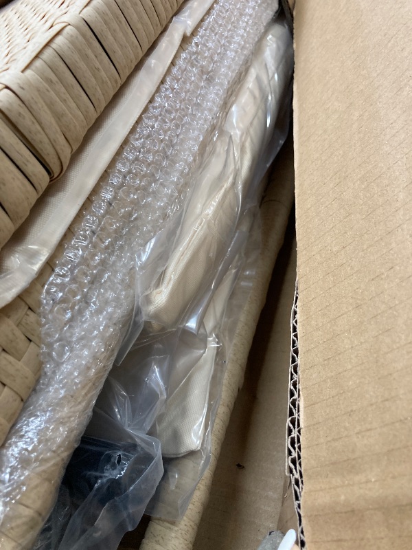 Photo 1 of ****BOX 2 OF 2 MISSING OTHER PARTS OF THE BOX **** PARTIAL SET ***Corner sofa with ottoman 6pcs set nature wicker beige cushion