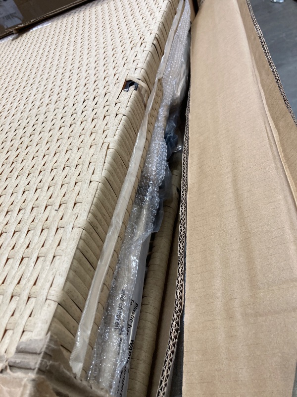 Photo 1 of ****BOX 2 OF 2 MISSING OTHER PARTS OF THE BOX **** PARTIAL SET ***Corner sofa with ottoman 6pcs set nature wicker beige cushion