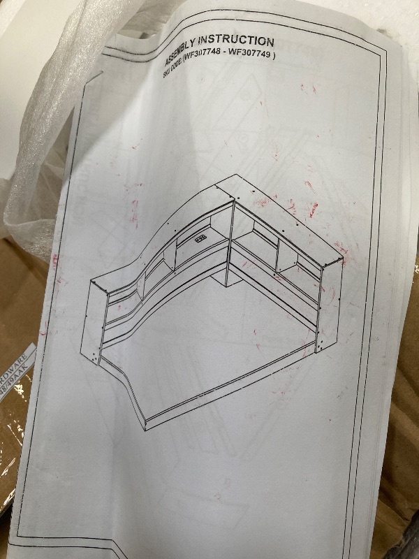 Photo 1 of ***PARTIAL SET BOX 2 OF 2 ONLY MISSING REST OF THE BOXES****HomSof Wood Twin Size Daybed with Storage Cabinets and USB Ports,L-Shaped Bookcases,White