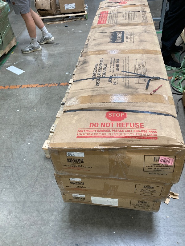 Photo 1 of ***** MISSING PART BOX 4/4 ,  BRAND NEW ****Backyard Discovery Cedar Cove Cedar Wood Swing Set with Spiral Tube Slide, Wave Slide, Clubhouse, Toy Grill, Snack Bar, Rock Wall, Belt Swings, Web Swing, Balcony, Chalkboard, Ladder, Outdoor Playset