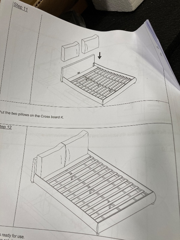 Photo 1 of ***USED / UNKNOWN IF THERE ANY MISSING PARTS****Queen Size Platform Bed Frame with Two Removable Pillow Headboard for Bedroom, Boucle Fabric Upholstered Bed/Slats Support Mattress Foundation/No Box Spring Needed, Light Luxury Design