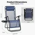 Photo 1 of CONCETTA 2PCS Zero Gravity Patio Recliner, Textilene Folding Lounge with Adjustable Pillow & Cup Tray, Blue
