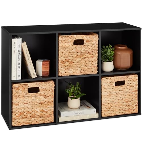 Photo 1 of **DOES NOT COME WITH BASKETS**Best Choice Products - 6-Cube Bookshelf, 11in Display Storage System, Organizer W/ Removable Back Panels - Black
