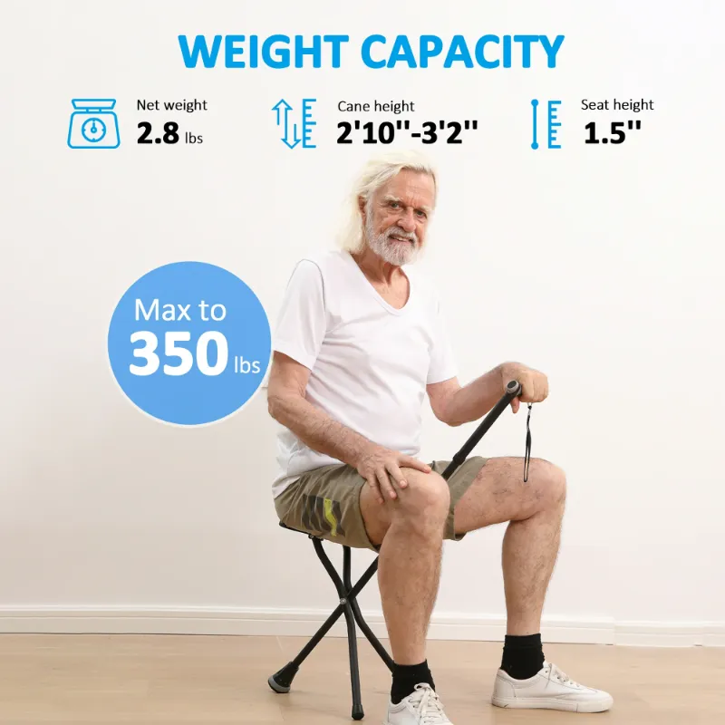Photo 1 of **USED***REHAND Walking Canes with Seat 350 LB Capacity,Lightweight Foldable Adjustable Aluminum Walking Stick Chair for Men & Women Seniors,Black
