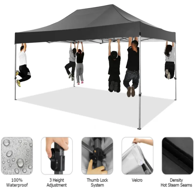 Photo 1 of *** USED***COBIZI 10x15 Pop up Canopy Heavy Duty Party Tent with 4 Sidewalls,Outdoor Waterproof Pop up Canopy Tent Event Shelter for Parties,Commercial-Series,Camping,Event,Black(Frame Thickened)
