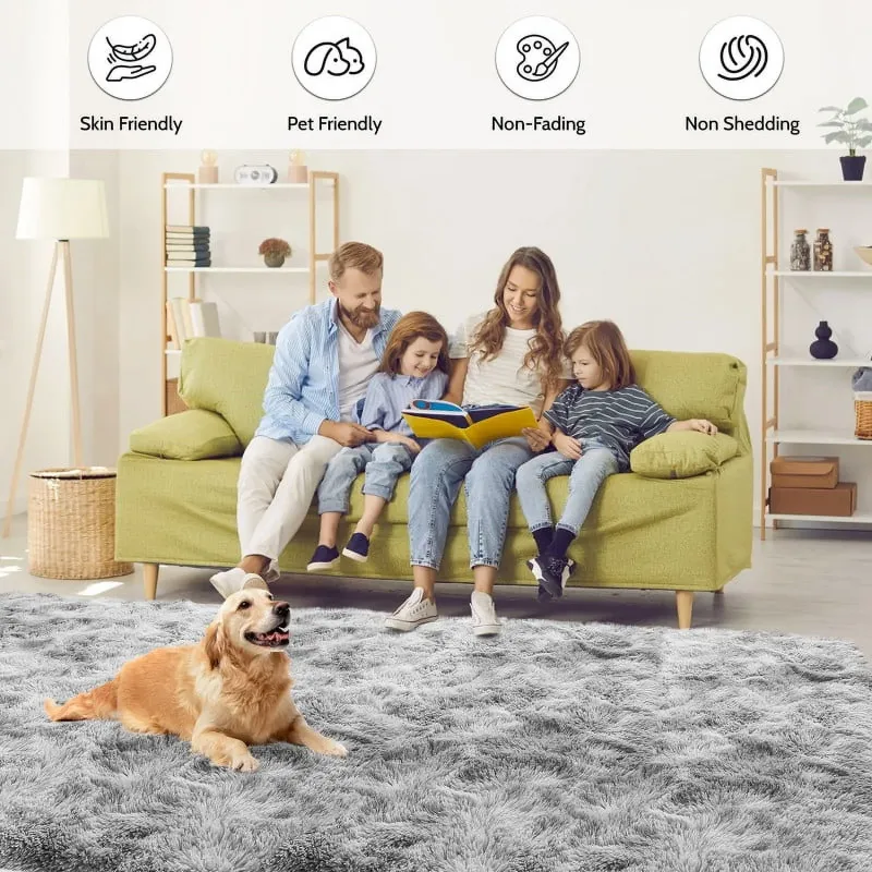 Photo 1 of ***USED**CozyDesg 8ft x 10ft Area Rugs, Soft Fluffy Area Rugs Floor Mat Floor Rugs for Living Room Bedroom Modern Decor Carpet, Light Gray
