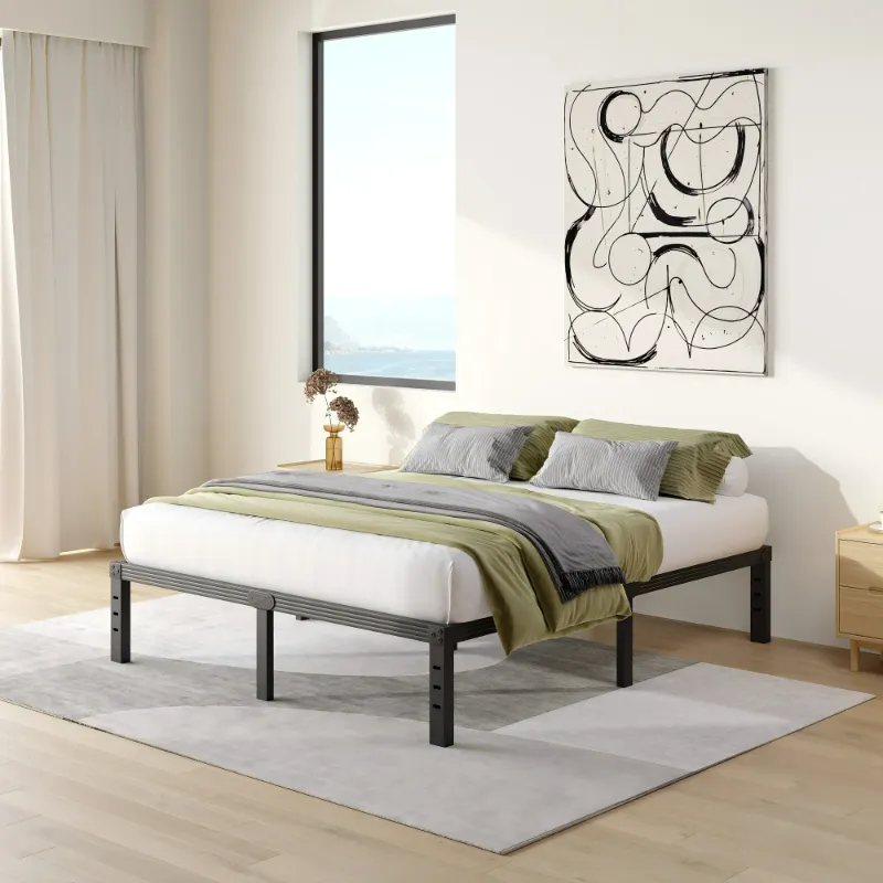 Photo 1 of ***USED****COMASACH 14 inch Queen Bed Frame, Easy Assembly, No Box Spring Needed, Heavy Duty Metal Platform Queen Size, Noise Free, Black
