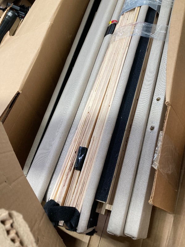Photo 1 of **** UNKNOWN IF MISSING PARTS ***Novilla Queen Bed Frame with Headboard, Bed Frame Queen Size with Wood Slats Support,Linen Upholstered Adjustable Headboard, No Box Spring Needed, Heavy Duty Feet, Easy Assembly, Beige