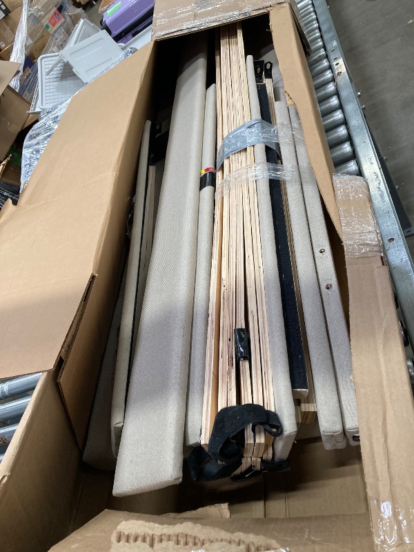 Photo 1 of **** UNKNOWN IF MISSING PARTS ***Novilla Queen Bed Frame with Headboard, Bed Frame Queen Size with Wood Slats Support,Linen Upholstered Adjustable Headboard, No Box Spring Needed, Heavy Duty Feet, Easy Assembly, Beige