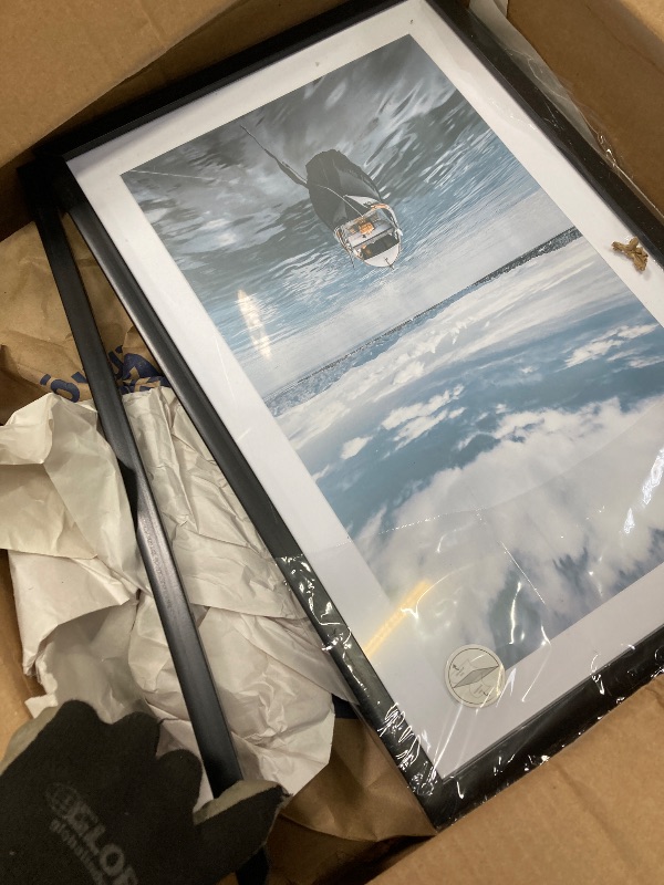 Photo 1 of *** MINOR DAMAGE ***KINLINK 11x17 Picture Frame Black Set of 2, Wooden Photo Frames Matted 9x15 with Plexiglass for 9x15 with Mat or 11x17 without Mat for Table and Wall Display