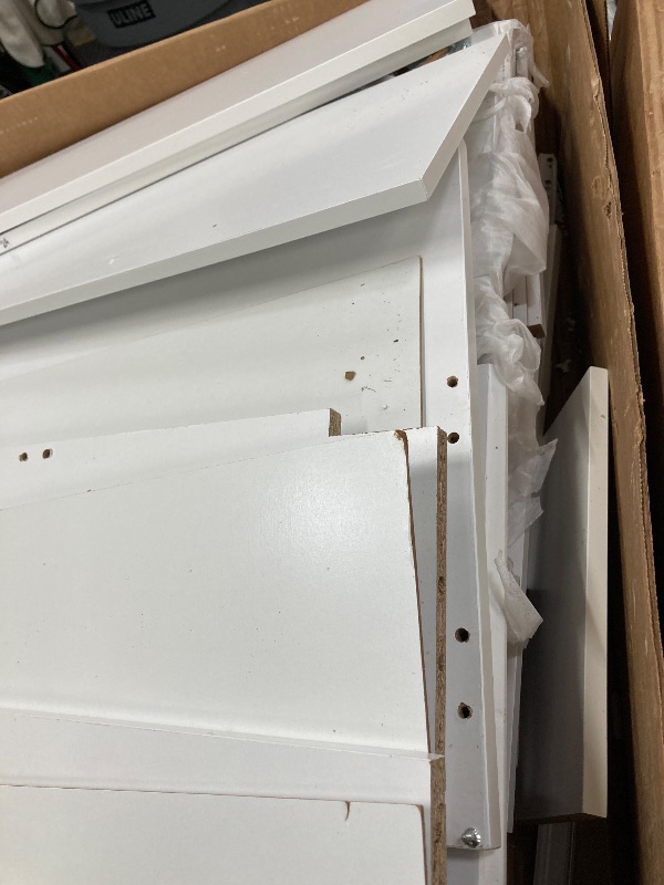 Photo 1 of *** MISSING PARTS ***Homfa 70.9'' Kitchen Pantry Cabinet with Charging Station and LED Light, 3 Drawers Buffet Storage Cabinet with Glass Doors and Adjustable Shelves, White