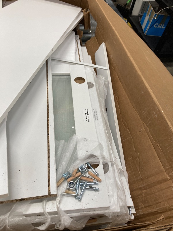 Photo 1 of *** MISSING PARTS ***Homfa 70.9'' Kitchen Pantry Cabinet with Charging Station and LED Light, 3 Drawers Buffet Storage Cabinet with Glass Doors and Adjustable Shelves, White