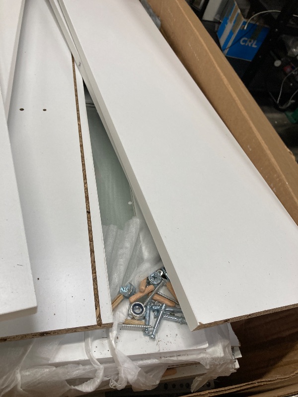 Photo 1 of *** MISSING PARTS ***Homfa 70.9'' Kitchen Pantry Cabinet with Charging Station and LED Light, 3 Drawers Buffet Storage Cabinet with Glass Doors and Adjustable Shelves, White