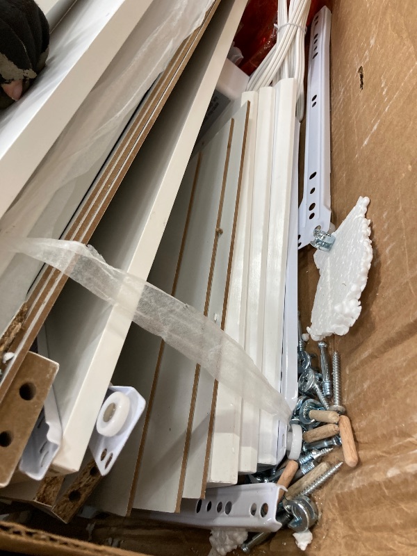 Photo 1 of *** MISSING PARTS ***Homfa 70.9'' Kitchen Pantry Cabinet with Charging Station and LED Light, 3 Drawers Buffet Storage Cabinet with Glass Doors and Adjustable Shelves, White