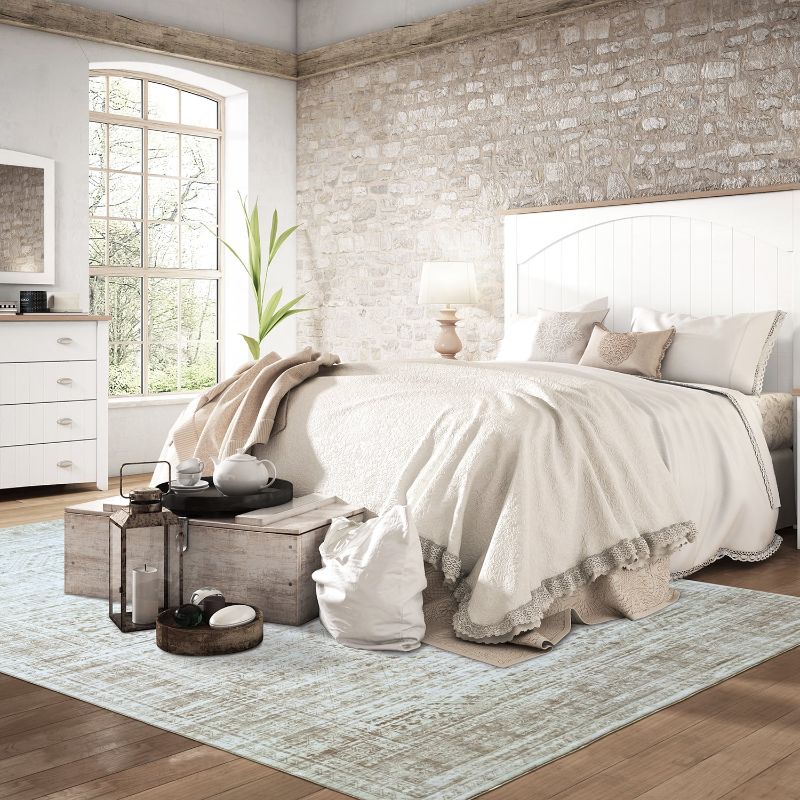 Photo 1 of *** USED**METSAVAIM 6x9 Rug - Ultra Soft Vintage Beige Area Rug for Bedroom, Living Room & Office | Non-Slip Machine Washable Rugs, Ideal for Indoor & Outdoor Use