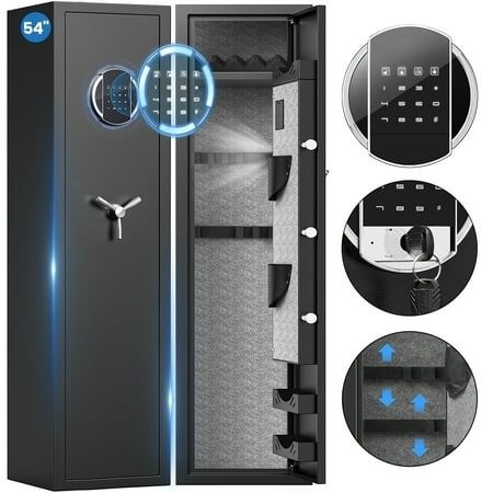 Photo 1 of ***(MISSING KEY -NO KEY ***SELLING AS IS ***FINAL SALE -SELLING AS HOME DECOR, STAND, ACCENT PIECE. MAN CAVE, GAME ROOM, ETC )***NO RETURN, NO REFUND***NO EXCHANGES***
 
Fireproof  Safe Quick Access Password Long Gun Safe 5-7 Gun Safes for Home Guns and P