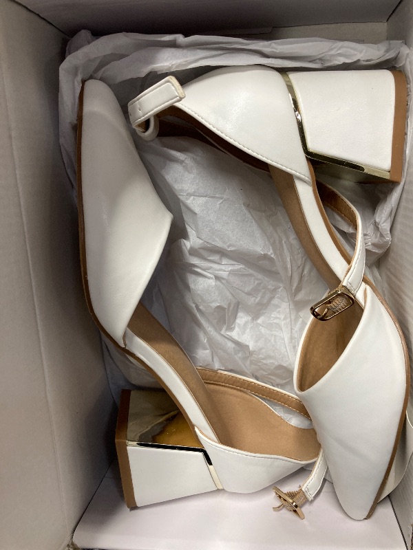 Photo 1 of *** USED***BCTEX COLL Womens Pointed Toe Pumps Shoes Ankle Strap Chunky Low Heels Metal Lined Sandals Designed for Women(wpu6)
