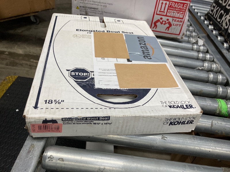 Photo 1 of ******(PARTS ONLY - SELLING AS IS -MISSING PARTS)*** 
KOHLER 4636-RL-0 Cachet ReadyLatch Elongated Toilet Seat Slow Close, Soft Close Toilet Seat Quiet Lid, Contoured Grip-Tight Bumpers Installation Hardware, Apartment Essentials, White  