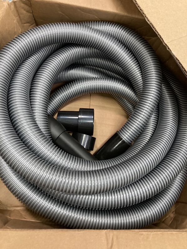 Photo 1 of 
Cen-Tec Systems 30 Ft. Premium Shop Vacuum Extension Hose with 2 tank adapters and 1.25" curved end, Silver
