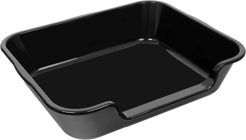 Photo 1 of 1 Pack Extra Large Dog Litter Box Pan Tray (ABS Material), Low Entry Jumbo Senior Litter Boxes for Multiple Kitten Big Cats, Pet Safe Indoor Dog Potty (Black, 24" L x 20" W)
