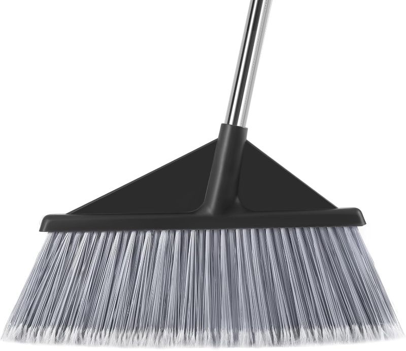 Photo 1 of 17.7" Extra Wide Head Outdoor Broom, Brooms for Sweeping Indoor with Enhanced Bristle Density, 55" Durable Stainless Steel Broom Handle,Heavy Duty Broom, Angle Broom for Floor, Kitchen, Garden, Garag