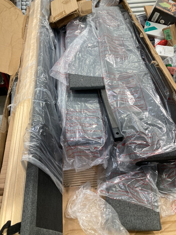 Photo 1 of ***(PARTS ONLY -MISSING PIECES -SELLING AS PARTS ONLY)***
Feonase Queen Bed Frame with Charging Station, Upholstered Platform Frame with Wingback Storage Headboard, No Box Spring Needed, Easy Assembly, Dark Gray  ***(BOX RIPPED/TORN)***