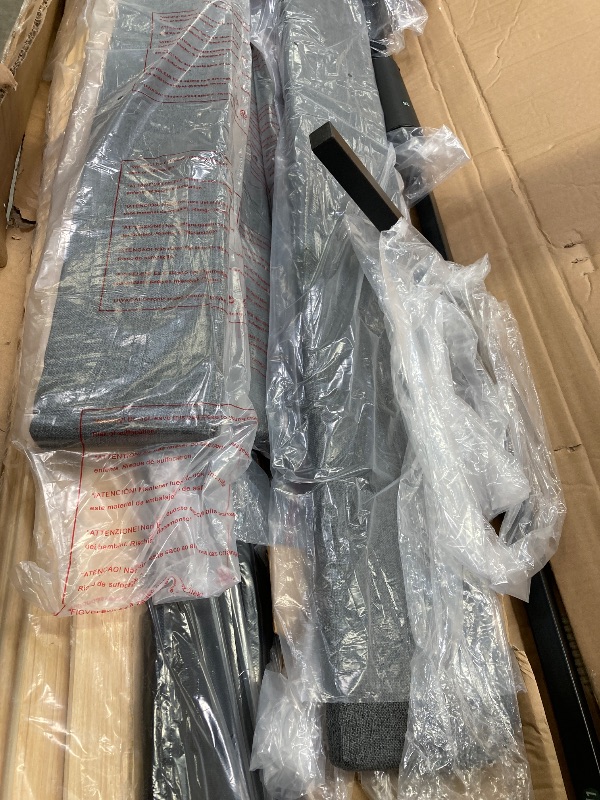 Photo 1 of ***(PARTS ONLY -MISSING PIECES -SELLING AS PARTS ONLY)***
Feonase Queen Bed Frame with Charging Station, Upholstered Platform Frame with Wingback Storage Headboard, No Box Spring Needed, Easy Assembly, Dark Gray  ***(BOX RIPPED/TORN)***