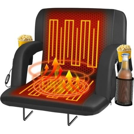 Photo 1 of ***SELLING AS IS -NOT HEATING PROPERLY*** 
PNKKODW 23 Heated Stadium Seats Portable Bleacher Chairs 3 Heat Levels 5 Pockets for Outdoor Sports Camping Games  ***(BOX RIPPED/TORN)*** 
