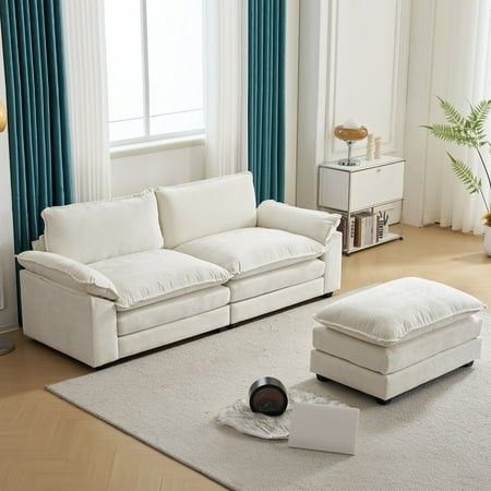 Photo 1 of *** PARTS ONLY -INCOMPLETE SET -SELLING AS PARTS ONLY)***MISSING BOX A *** 
86 W Sectional Sofa Modern Convertible Couch with Double Cushions L Shaped Sofa with Reversible Chaise Chenille Fabric Sofa Set with 2 Wider
** MISSING BOX A ***