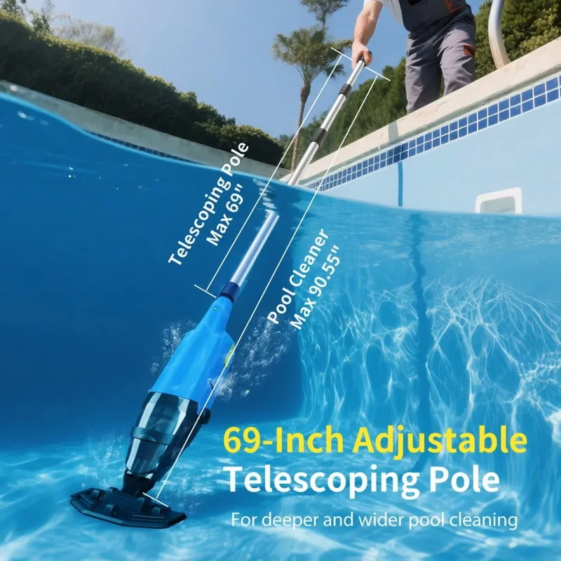 Photo 1 of (2025 New)Efurden Cordless Pool Vacuum, Handheld Pool Vacuum with Running Time up to 60-Minutes for Above Ground Pools, Spas and Hot Tubs,Blue
