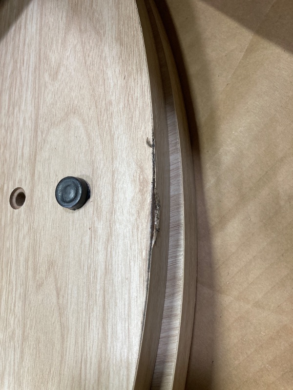 Photo 1 of ***I don't know if they are missing parts*** LINSY HOME Round Coffee Table, 31.5" Drum Coffee Table with Sliding Tambour Door, Fluted Accent Center Table with Storage, Mid Century Modern Coffee Table for Living Room, Oak
