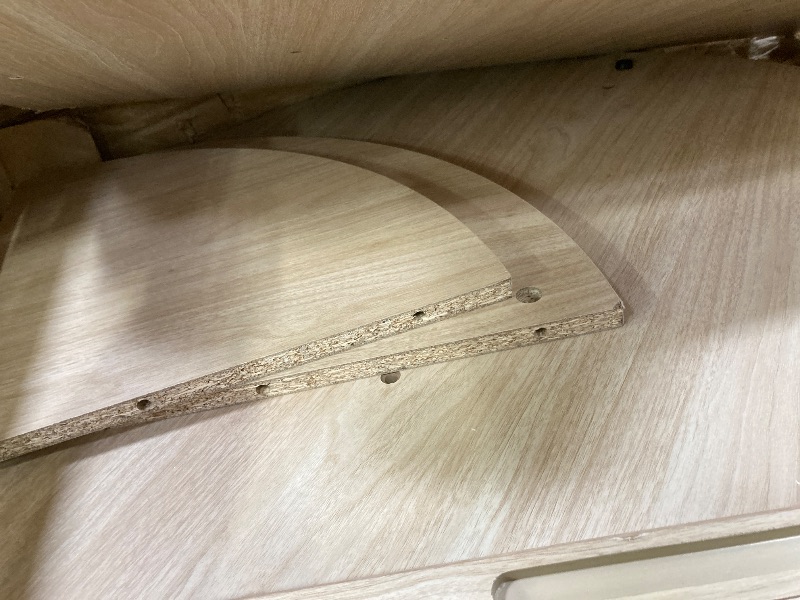 Photo 1 of ***I don't know if they are missing parts*** LINSY HOME Round Coffee Table, 31.5" Drum Coffee Table with Sliding Tambour Door, Fluted Accent Center Table with Storage, Mid Century Modern Coffee Table for Living Room, Oak