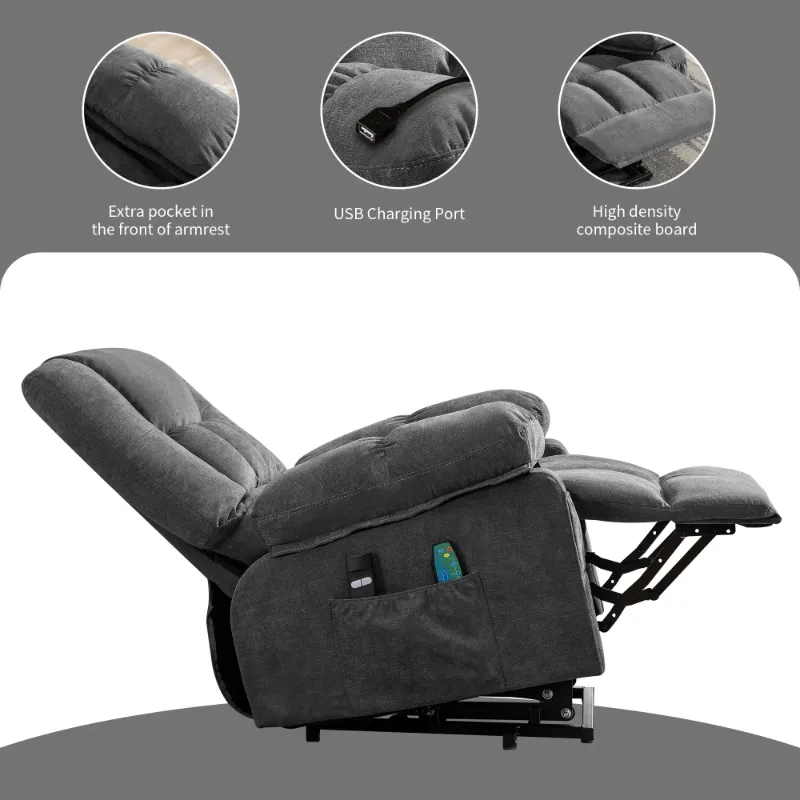 Photo 1 of ***JONPONY Power Lift Recliner Chair Recliners for Elderly with Heat and Massage Recliner Chair for Living Room with Infinite Position and Side Pocket,USB Charge Port,Grey
